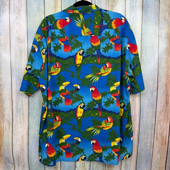 Pacific Legend Hawaiian Shirt 2XL Parrots Tropical Beach Party Luau Tucan Bird - Picture 3 of 8
